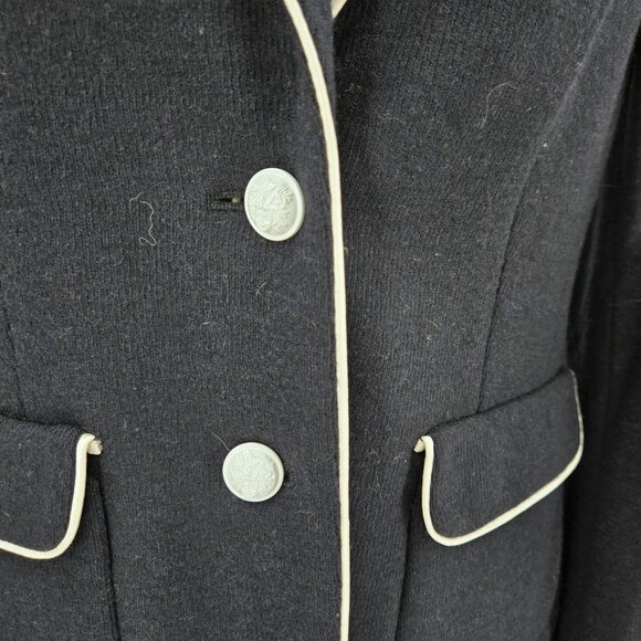 Banana Republic Italian Wool Blend Rowing Blazer Navy White 10 - Picture 4 of 5
